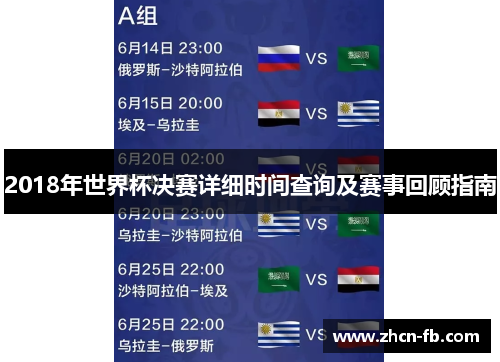 2018年世界杯决赛详细时间查询及赛事回顾指南
