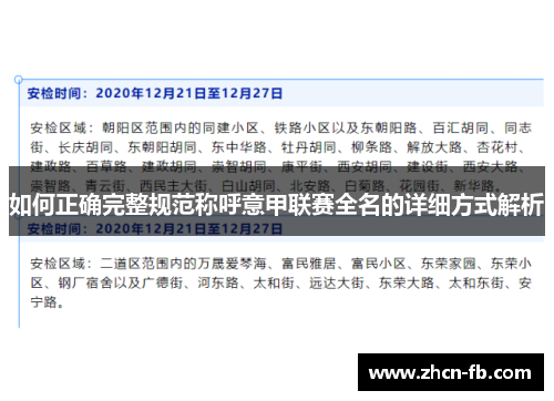 如何正确完整规范称呼意甲联赛全名的详细方式解析
