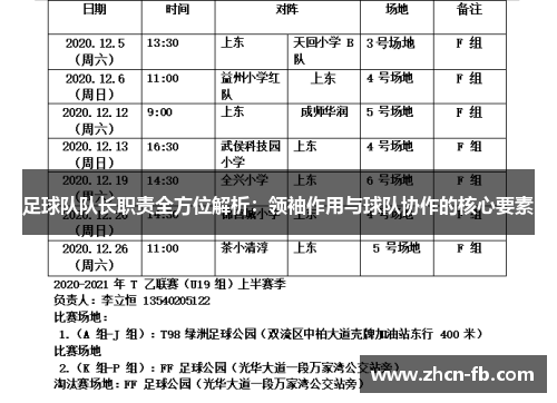 足球队队长职责全方位解析：领袖作用与球队协作的核心要素